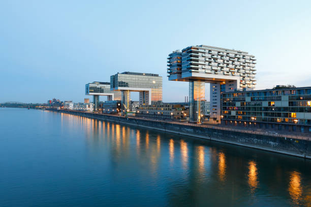 Crane Buildings at night, Cologne, Germany