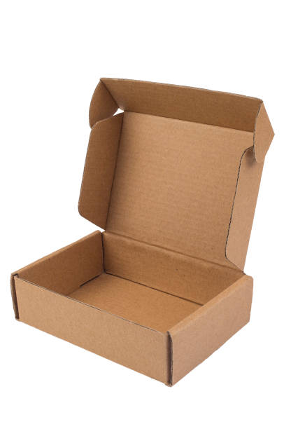 istock A small brown cardboard box is standing open. Delivery, packaging concept 1220820174