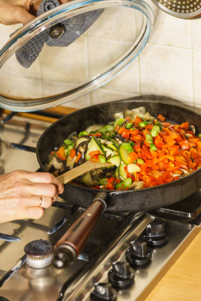 istock Chopped vegetables on frying pan 1220825513