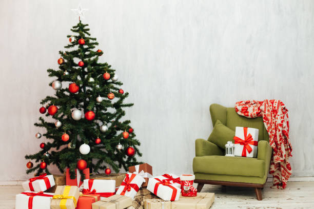 istock Green Christmas tree decor for New Year's gifts 1220826060