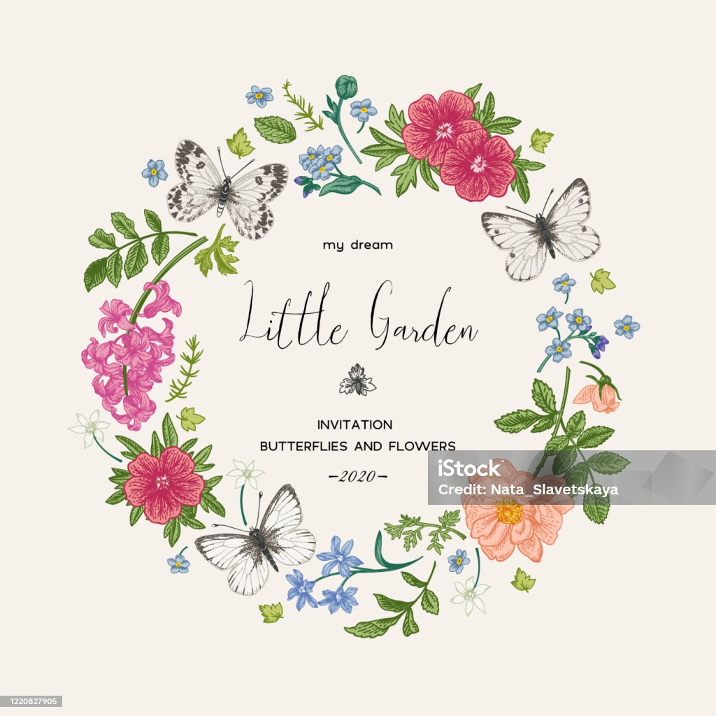 Ilustración de Corona Con Mariposas Y Flores y más Vectores Libres de  Derechos de Flor - Flor, Mariposa - Lepidópteros, Diseño floral - iStock