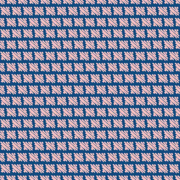 Vector illustration of pink bricks seamless vector pattern on classic blue background