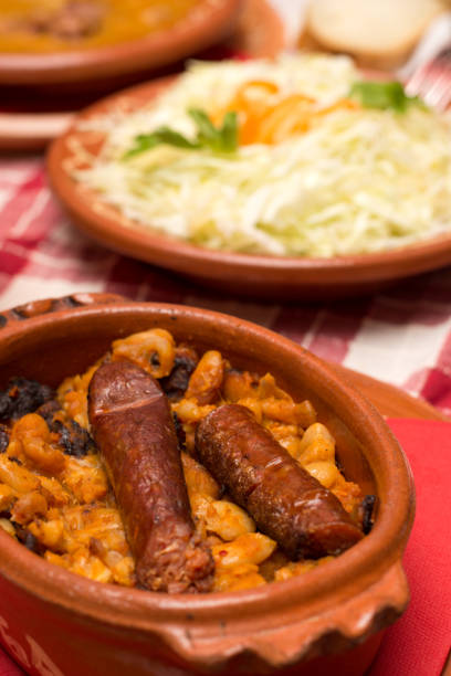 istock Cooked beans with sausages and salad 1220830682