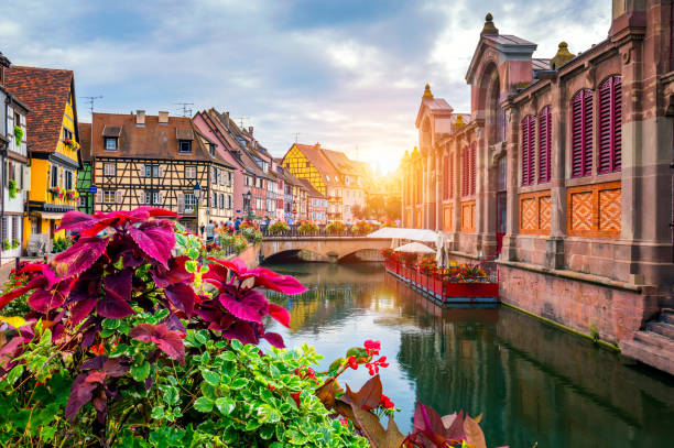 Colmar, Alsace, France. Petite Venice, water canal and traditional half timbered houses. Colmar is a charming town in Alsace, France. Beautiful view of colorful romantic city Colmar, France, Alsace. Colmar, Alsace, France. Petite Venice, water canal and traditional half timbered houses. Colmar is a charming town in Alsace, France. Beautiful view of colorful romantic city Colmar, France, Alsace. strasbourg stock pictures, royalty-free photos & images