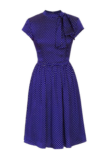 istock Blue polka dot retro dress on white background. 1220831435