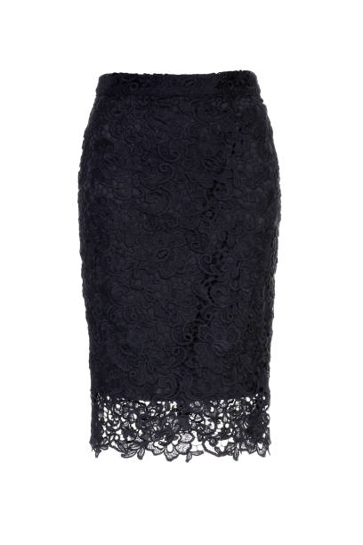 istock Elegant black lacy midi skirt isolated over white background 1220833115