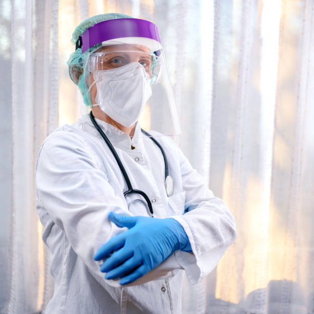 Female Medical Worker Wearing Protective Face Mask