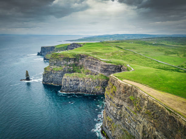 istock Ireland Famous Cliffs of Moher Under Dramatic Skyscape Aerial View 1220836998