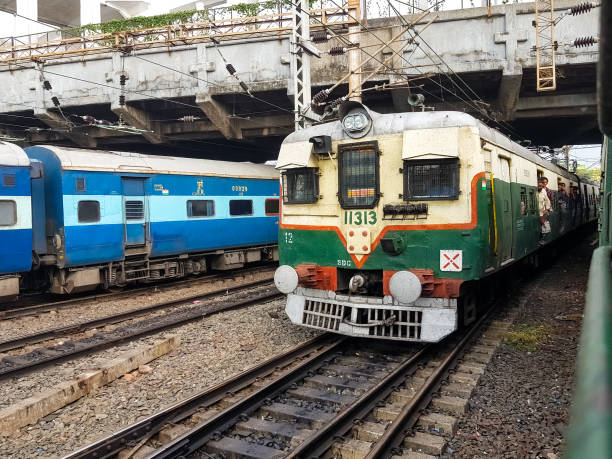 April 15. Howrah Station, West Bengal, India. A train stopped in its tracks as train gets delayed and canceled due to covid 19 lockdown.