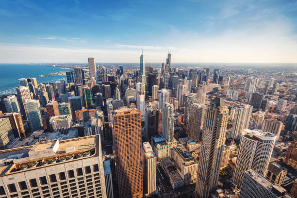 istock Chicago Cityscape Ultra Wide Angle Aerial View 1220840723