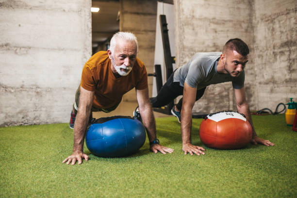 istock Senior man at gym 1220841803