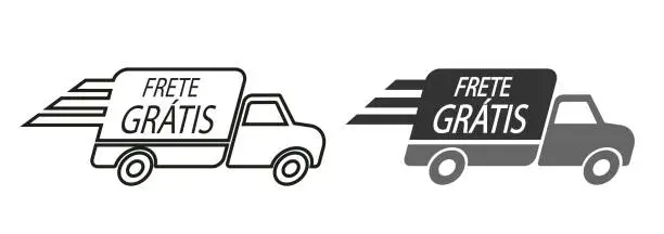 Vector illustration of Free Delivery in Portuguese language. Truck icon vector illustration.