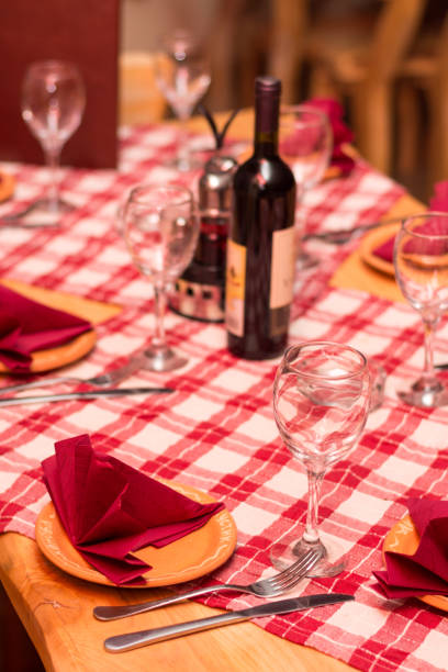 istock Glasses napkin and silver utensils on the tavern table 1220850067