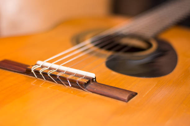istock Bridge on the accoustic guitar in the focus 1220850100