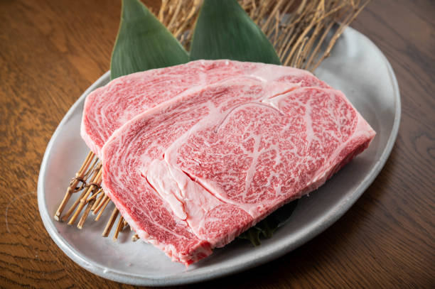 japanese marbled fatty wagyu ribeye beef japanese marbled fatty wagyu ribeye beef wagyu beef stock pictures, royalty-free photos & images