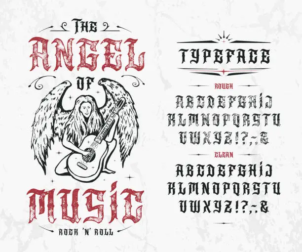 Vector illustration of Font The Angel of Music.