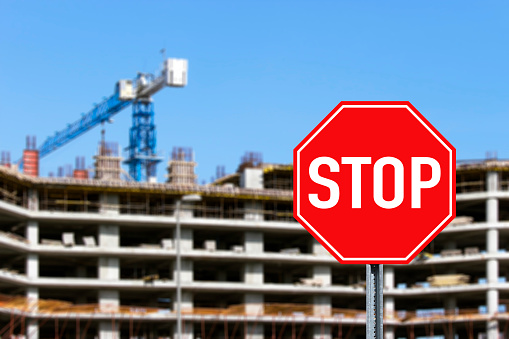 Stop Sign On Construction Site