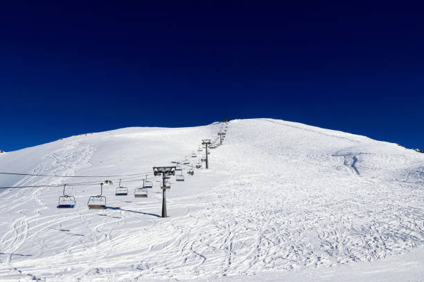 istock skilift in the snowy mountains and deep blue sky 1220855165