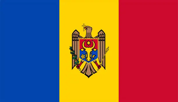 Vector illustration of closeup flag of Moldova
