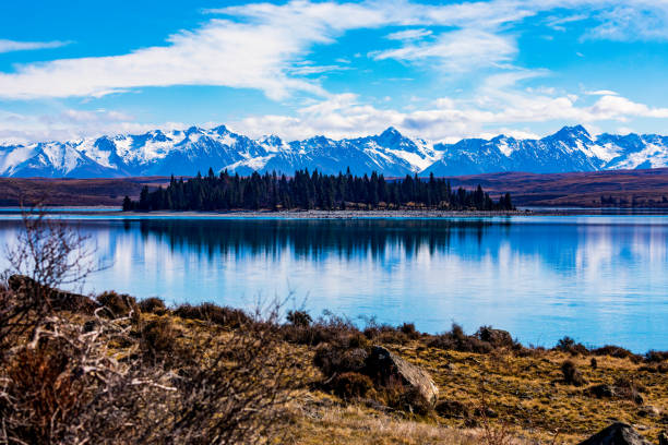 istock A Tiny Island of Trees on Lake Tekapo 1220863313