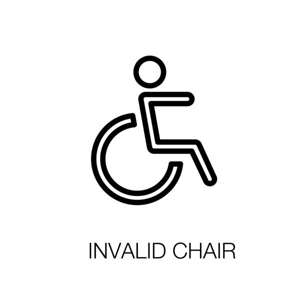 Print INVALID CHAIR FLAT ICON handicap logo stock illustrations