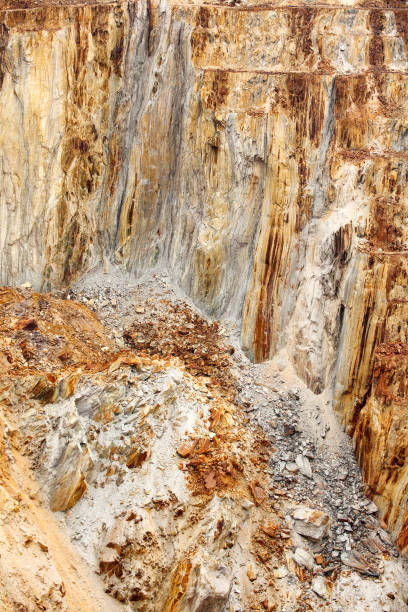 istock Aerial view of sections of open cut mining pit 1220868870