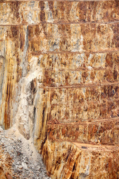 istock Aerial view of sections of open cut mining pit 1220870183