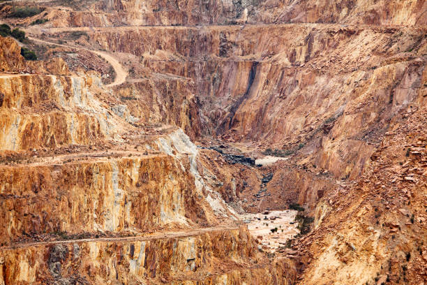 Aerial view of sections of open cut mining pit