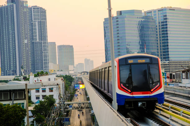 BTS skytrsain city transport infrastructure BTS skytrsain city transport infrastructure of Bangkok Thailand bts skytrain stock pictures, royalty-free photos & images