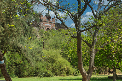 View of South Gate of the Old Fort can be seen from Zoological Garden Delhi, both the place is a popular tourist destination.