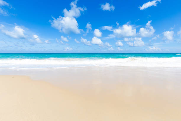 istock Exotic white sand andaman sea beach sky with cloud summer vacation concept 1220874097