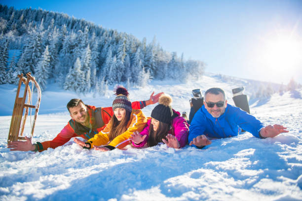 istock Friends Have Fun At Winter On Fresh Snow 1220885759