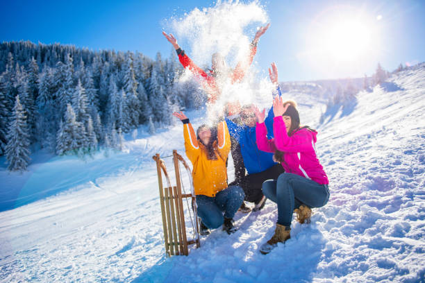istock Friends Have Fun At Winter On Fresh Snow 1220885876