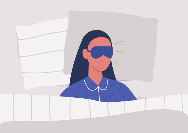 Young female character sleeping in bed, top view, bedroom in a morning Young female character sleeping in bed, top view, bedroom in a morning going to bed cartoon stock illustrations
