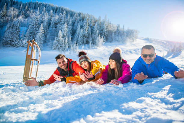 istock Friends Have Fun At Winter On Fresh Snow 1220886722