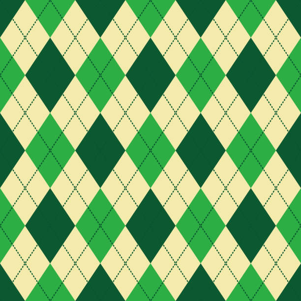 зеленый и бежевый аргайл бесшовные векторный узор - традиционно ирландский stock illustrations
