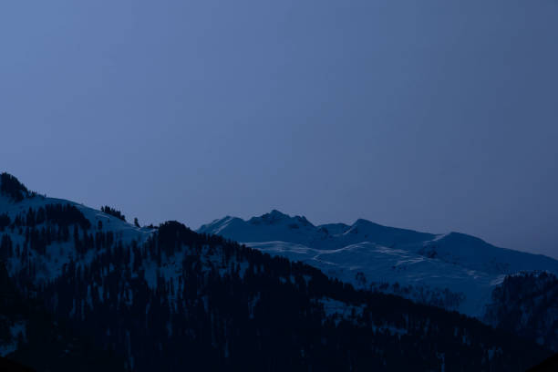 istock Valley with mountains with snow in winter in manali during evening night time. 1220893400