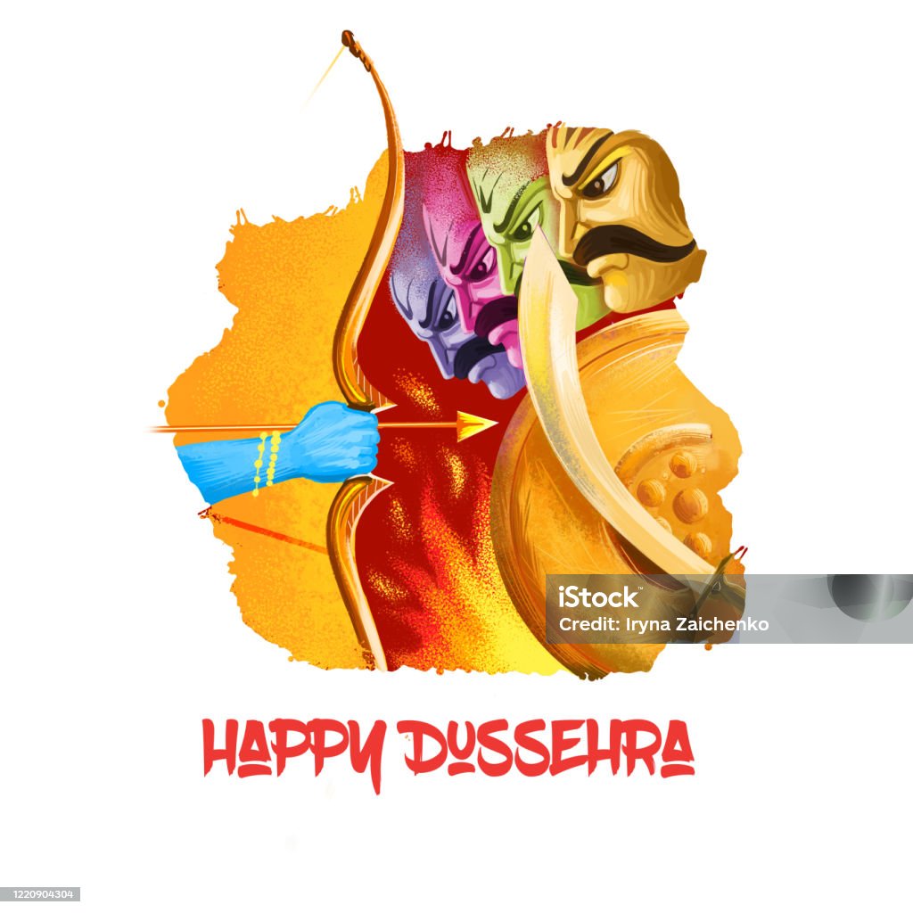 The Great Hindu Festival Dussehra Dashain Celebrated At The End Of Navratri Maha Durga Digital Art Illustration Chandika Aparajita Men's T-Shirt Print Vijayadashami Dasahara Dusshera Dasara Stock Illustration - Download Image Now - Istock