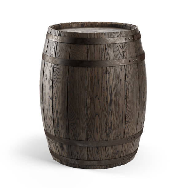 istock Wooden barrel isolated on white background. Clipping path included. 1220906196