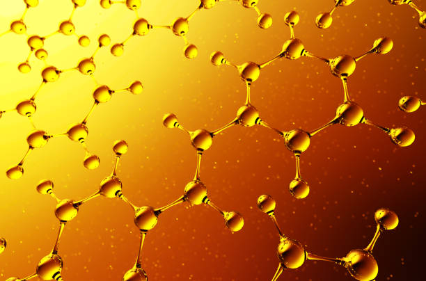 istock 3d illustration of molecule compound of hydrogen and carbon. Atom Benzil for hemistry background. 1220906230