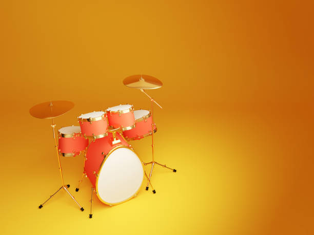 istock Egg in the form of a drum set on a yellow background, clipping path included 1220906832