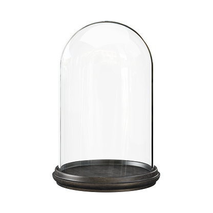 Empty glass dome on  white background. Clipping path included. 3d illustration