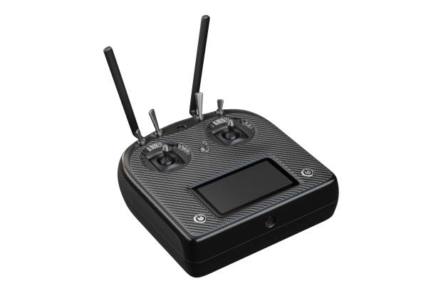 istock 3d rendering of the remote transmitter control for the drone, isolated on white background with clipping paths. 1220907075