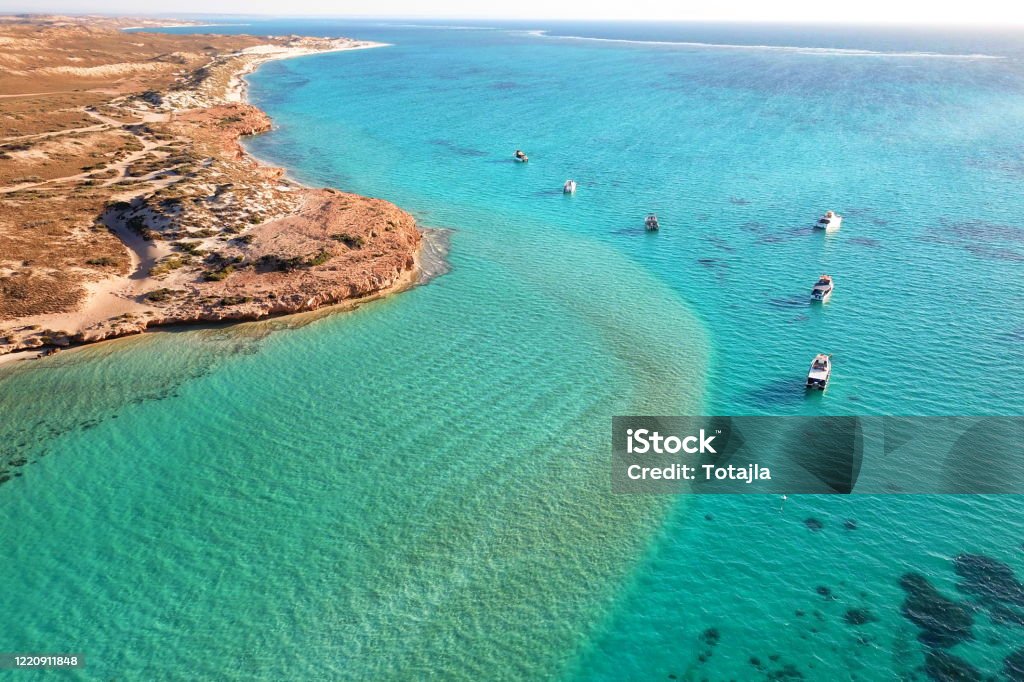 Coral bay destination in Western Australia Pristine ocean waters of Australian coast Ningaloo Reef Stock Photo