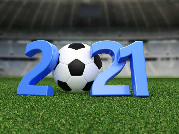 istock New Year 2021 Creative Design Concept with Football 1220919373