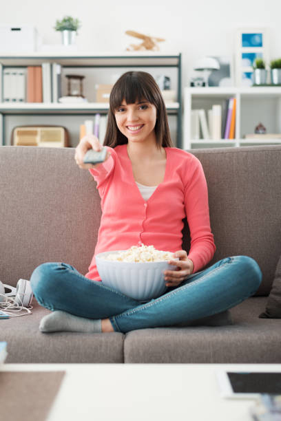 istock Woman watching tv 1220919524