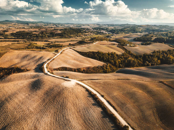 siena countryside from the sky siena countryside from the sky crete senesi photos stock pictures, royalty-free photos & images