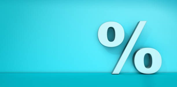 istock Percentage sign with volume on blue background 1220924335