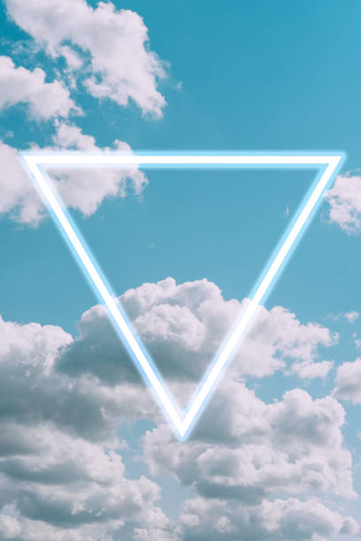 istock Aesthetic art collage with beautiful blue sky and triangle light frame. Minimal 1220927041