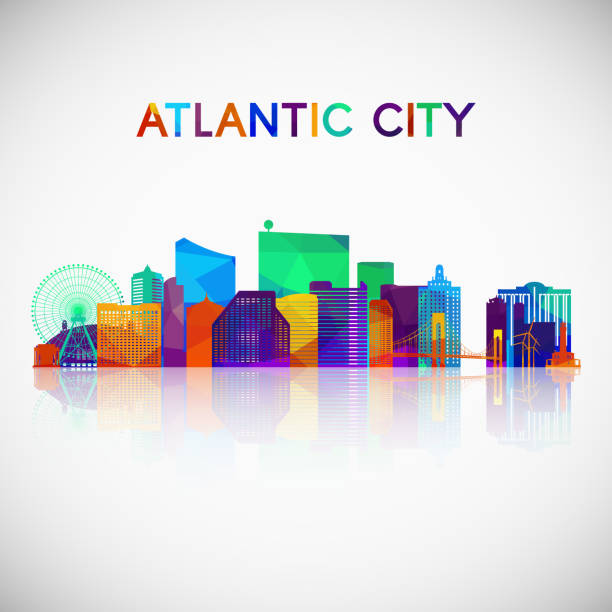 ilustrações de stock, clip art, desenhos animados e ícones de atlantic city skyline silhouette in colorful geometric style. symbol for your design. vector illustration. - piazza nova illustrations